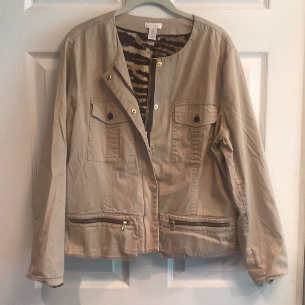 Chico’s brand size 2 lined zip front jacket